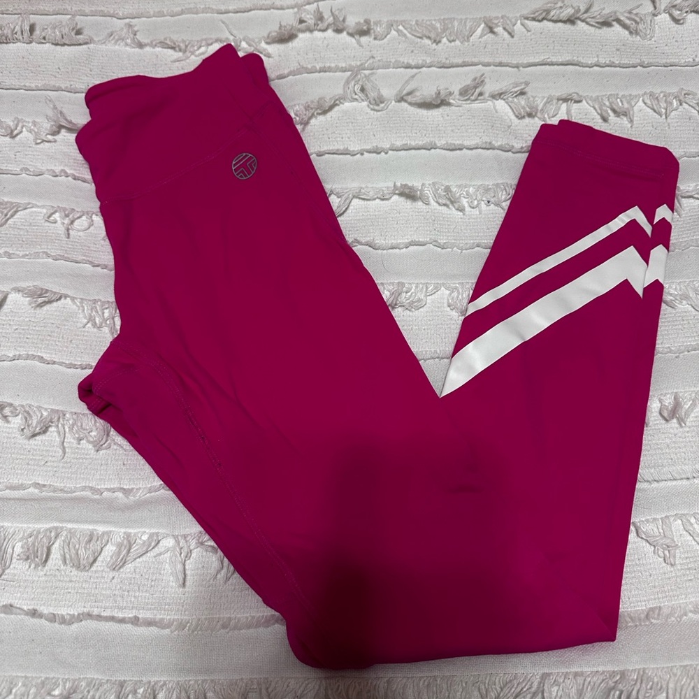 Tory Sport hot pink Leggings with white detail